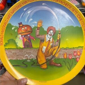 McDonald's Vintage Party Plate with Ronald McDonald and Mayor McCheese - Yellow